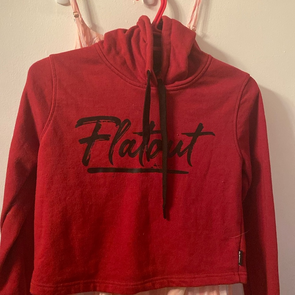 Red flatout apparel cropped hoodie